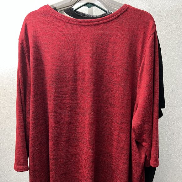 Catherines Red 3/4 Sleeve Christmas Gold Sequins Poinsettia Top SZ 3X/26W-28W - Picture 4 of 4